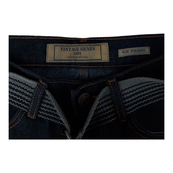Vintage Genes 1891 Slim Straight Mens Dark Blue Denim Jeans W 28 ,L 30 NWOT - Picture 3 of 11
